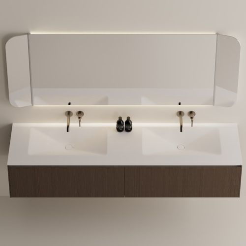 Lavabo integrato - Raso - AGAPE - in Solid Surface / con piano integrato / su misura