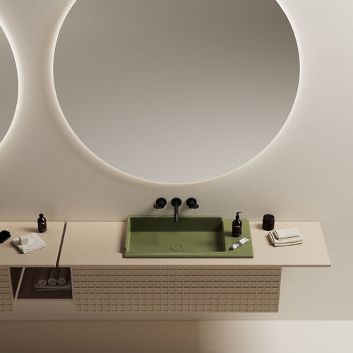 Lavabo integrato - FUENTE - AGAPE - in Solid Surface / lucido / finitura opaca