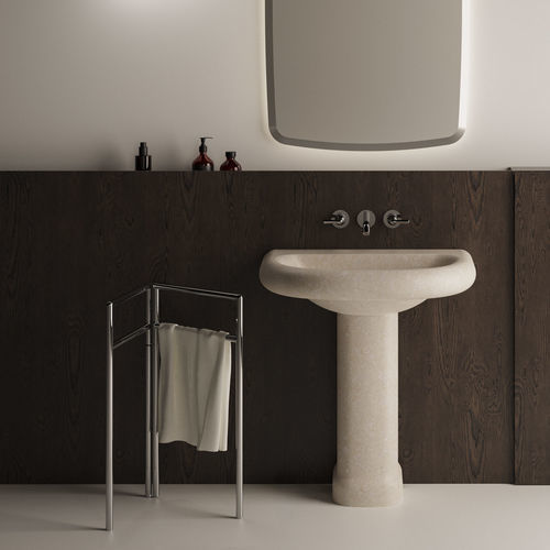 Lavabo da appoggio - MEMORY - AGAPE - in marmo / singolo / a mezzaluna