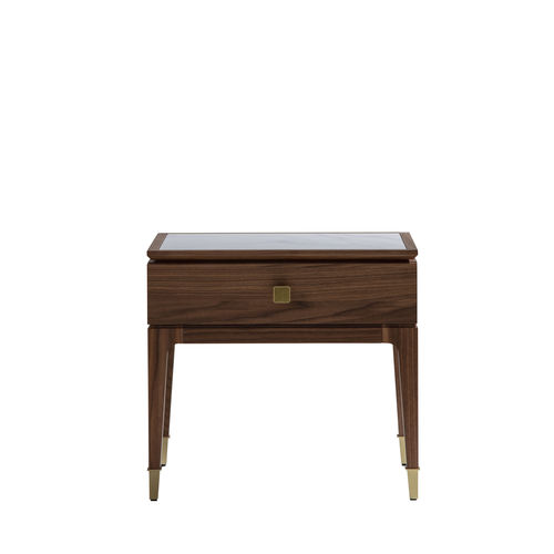 Comodino Art Deco - NARA NAR 21N - GALIMBERTI NINO - in noce / con supporto in noce / con supporto in ottone