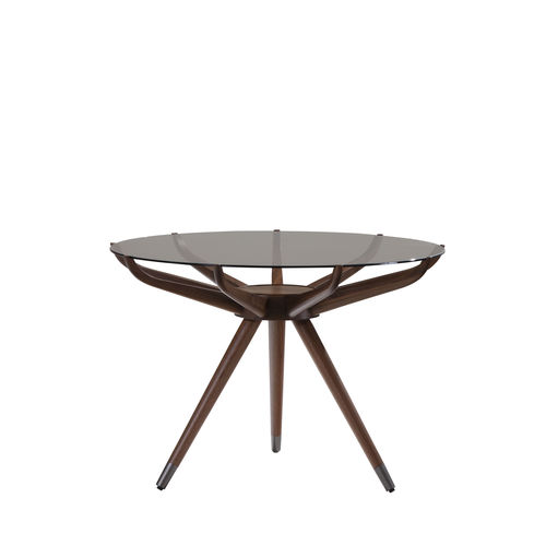 Tavolino basso contemporaneo - CHARLI CHA 26B - GALIMBERTI NINO - in vetro / con supporto in legno / rotondo