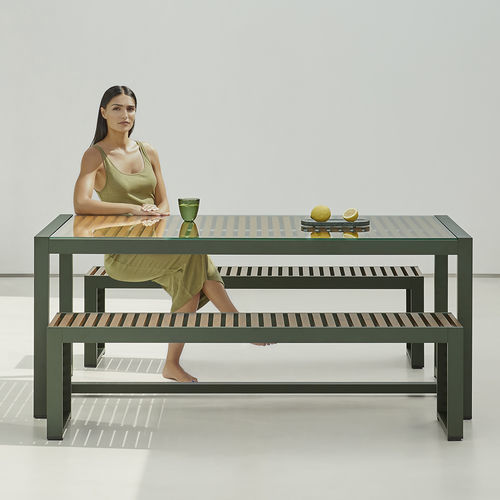 Tavolo da pranzo contemporaneo - DNA - GANDIA BLASCO - in vetro / con supporto in alluminio / con supporto in alluminio anodizzato