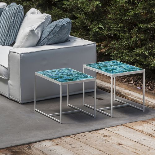 Tavolo d'appoggio design - FORT POINT - VILLEVENETE BY GATTI - in lamiera forata / in ceramica / con supporto in metallo verniciato