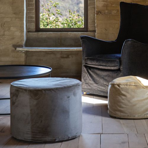 Pouf design - EASY - VILLEVENETE BY GATTI - in tessuto / in legno / tondo