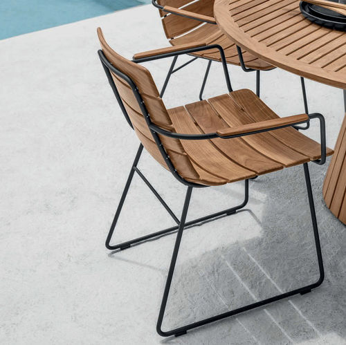 Sedia da pranzo contemporanea - WILLIAM - GLOSTER - da esterno / in teak / con supporto in acciaio inossidabile