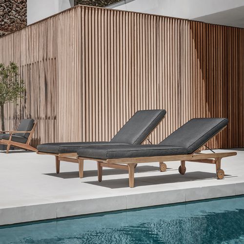 Lettino prendisole contemporaneo - BAY - GLOSTER - in tessuto / in teak / da giardino