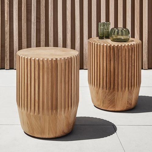 Tavolo d'appoggio contemporaneo - ARBOR - GLOSTER - in teak / con supporto in teak / rotondo