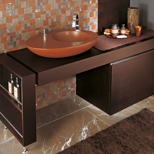 Lavabo da appoggio - OVO - I CONCI - in pietra / con miscelatore / ovale