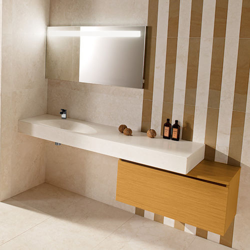 Lavabo da incasso - GANGE - I CONCI - in pietra / con piano integrato / rettangolare