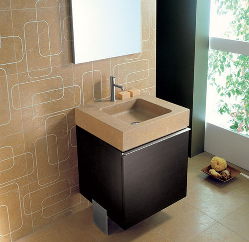 Lavabo sospeso - QUADRO  - I CONCI - in pietra / con miscelatore / rettangolare