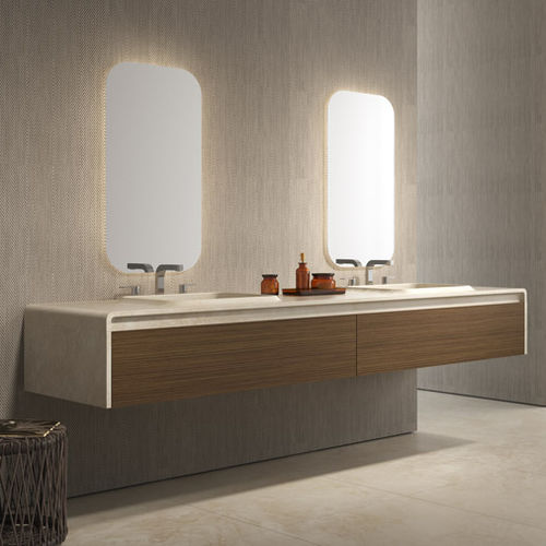 Mobile lavabo doppio - MANTA - I CONCI - sospeso / in legno / contemporaneo