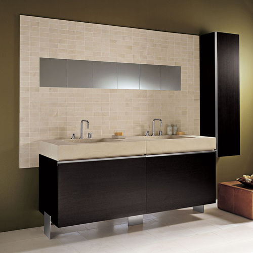 Lavabo da incasso - RETTANGOLO 2 - I CONCI - in pietra / con piano integrato / doppio