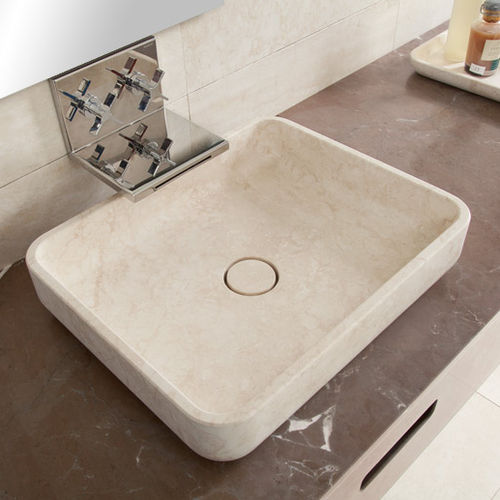 Lavabo autoportante - SOFT - I CONCI - in pietra / quadrato / contemporaneo