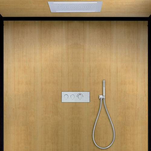 Soffione doccia da incasso a soffitto - AB200CC - IB RUBINETTERIE - rettangolare / a cascata / con illuminazione incorporata