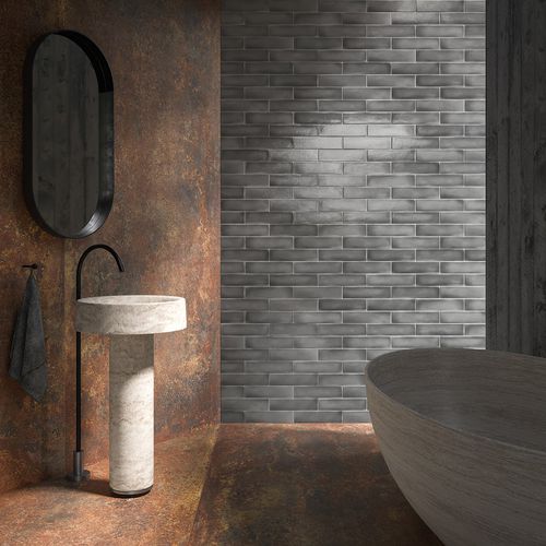 Piastrella in gres porcellanato - THÉKĒ ACCIAIO - IRIS CERAMICA - opaca / da interno / da bagno