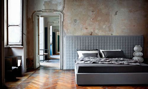 Letto matrimoniale - CLAYDON and SOMMIER - IVANO REDAELLI - contemporaneo / con testiera imbottita / imbottito