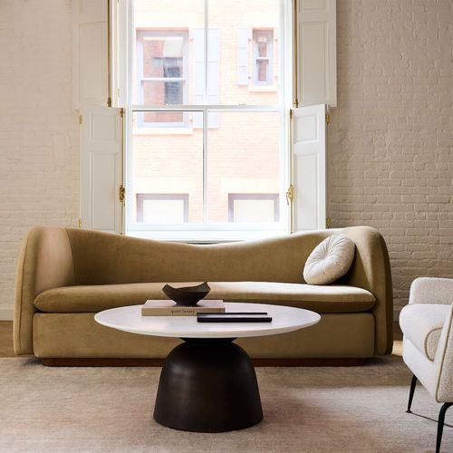 Divano contemporaneo - Kaufman - West Elm - in tessuto / con braccioli / con cuscino rimovibile