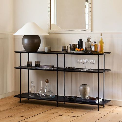 Consolle contemporanea - Sintra - West Elm - in legno massiccio / con supporto in metallo / rettangolare