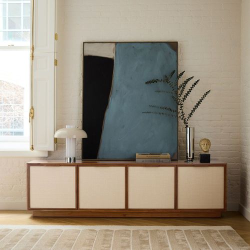 Consolle contemporanea - Douglas Tatami Media - West Elm - in acacia / con supporto in legno / rettangolare