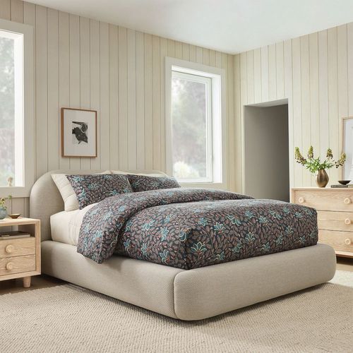 Letto matrimoniale - Laurent - West Elm - contemporaneo / imbottito / con testiera imbottita