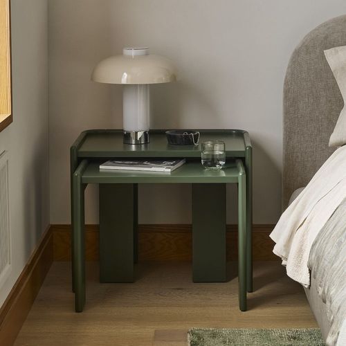 Comodino contemporaneo - Rylee Nesting - West Elm - in legno laccato / con supporto in acagiù / rettangolare