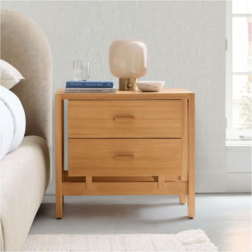 Comodino contemporaneo - Ainsley - West Elm - impiallacciato in legno / con supporto in legno / rettangolare