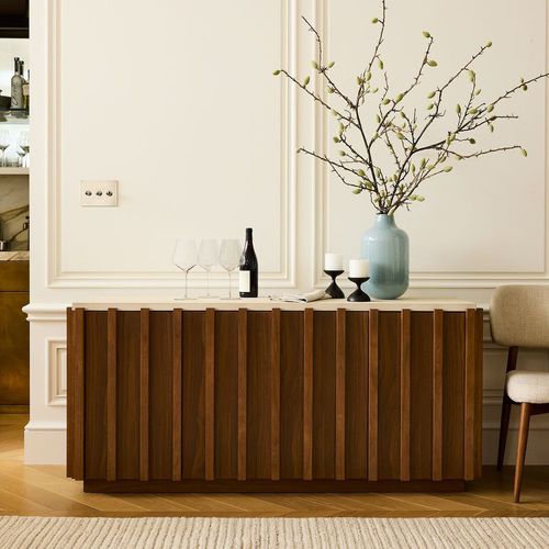 Credenza contemporanea - Louis Media - West Elm - in noce / impiallacciata in legno / in legno massiccio