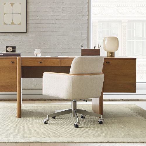 Sedia da ufficio contemporanea - Show - West Elm - da interno / in tessuto / con supporto in acciaio inossidabile
