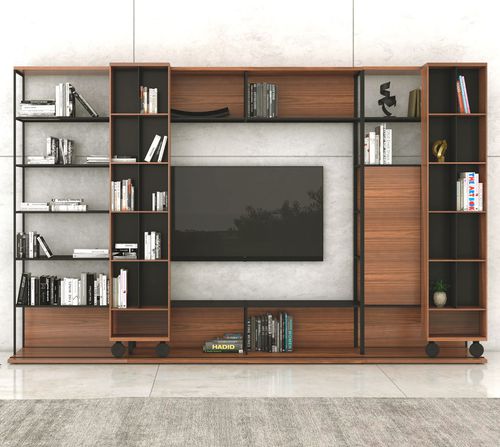 Mobile porta TV contemporaneo - LITERATURA OPEN TV - punt mobles - con ripiani / in rovere / in noce