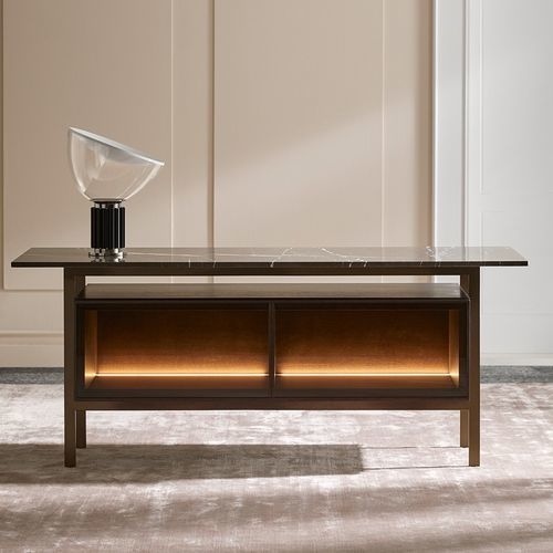 Credenza contemporanea - CHICAGO  - punt mobles - in noce / in acciaio / in vetro