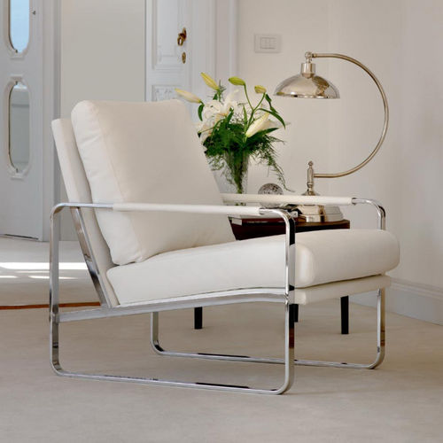 Poltrona contemporanea - CLARISSA - BONTEMPI CASA - in pelle / in tessuto / in metallo laccato