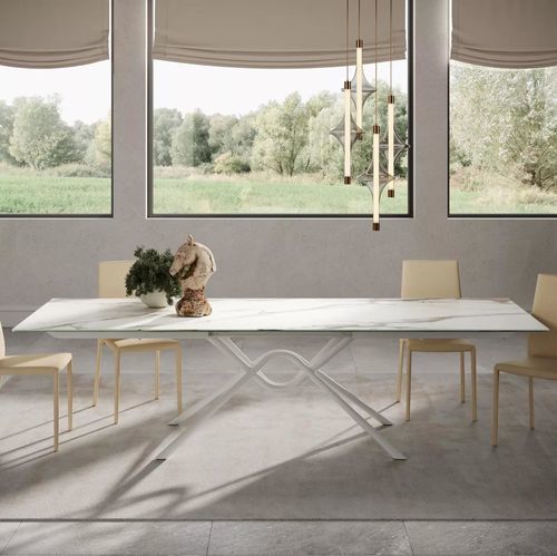 Tavolo da pranzo contemporaneo - HUNTER - BONTEMPI CASA - in cristallo / in ceramica / in metallo