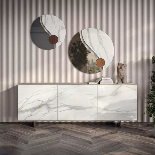 Credenza contemporanea - OLYMPIA - BONTEMPI CASA - in legno laccato / in metallo laccato / in vetro