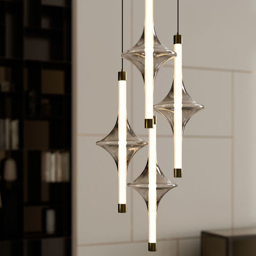Lampada a sospensione - RAIN - BONTEMPI CASA - in ottone / in metallo laccato / in vetro fumè