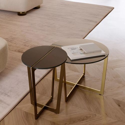 Tavolino basso contemporaneo - CROSS MINI - BONTEMPI CASA - in metallo laccato / in vetro / in marmo