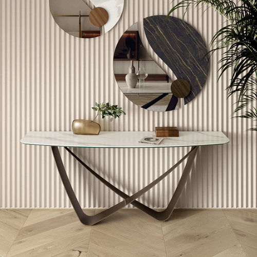 Credenza contemporanea - BACH - BONTEMPI CASA - in metallo laccato / in marmo / con rotelle