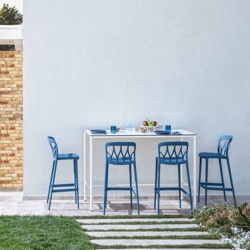 Tavolo da pranzo in metallo laccato - MOON ALTO - BONTEMPI CASA - in cristallo / in marmo / in laminato