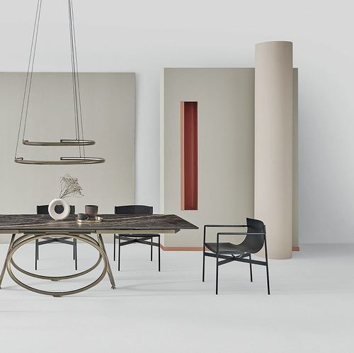 Sedia da pranzo contemporanea - LUCREZIA - BONTEMPI CASA - da interno / in pelle bovina / in metallo laccato