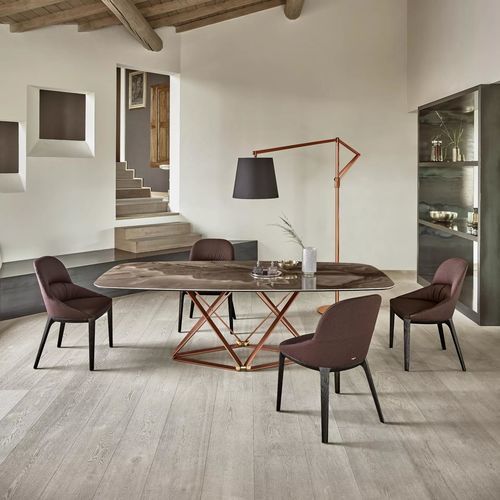 Poltrona contemporanea - QUEEN - BONTEMPI CASA - in pelle / in tessuto / in metallo