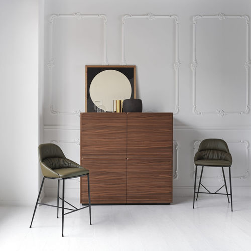 Sgabello da bar contemporaneo - QUEEN - BONTEMPI CASA - in pelle / con supporto in metallo / con 4 gambe