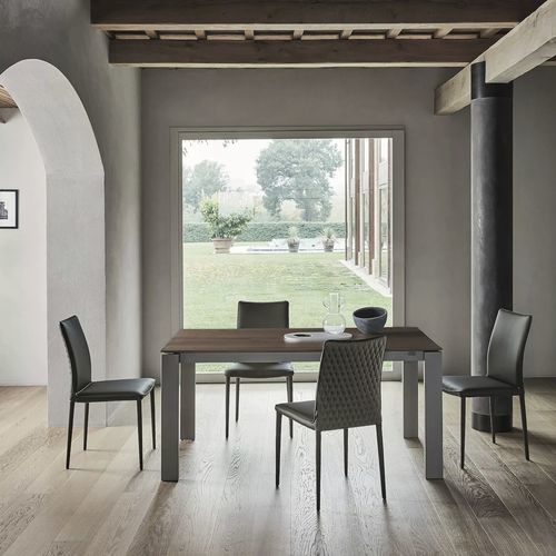 Tavolo da pranzo contemporaneo - TOM - BONTEMPI CASA - in metallo / in metallo laccato / impiallacciato in legno
