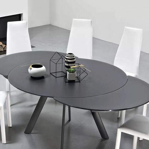 Tavolo contemporaneo - GIRO - BONTEMPI CASA - in vetro / rotondo / allungabile