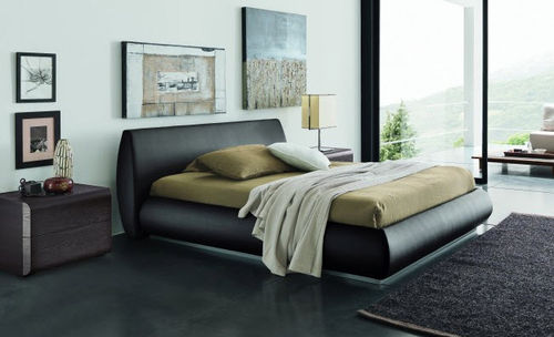 Letto matrimoniale - LUX - VITTORIA - contemporaneo / con base contenitore / in pelle