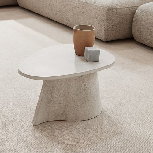 Tavolino basso contemporaneo - FOSSIL - MDF Italia - in cemento / con base in cemento / con base centrale