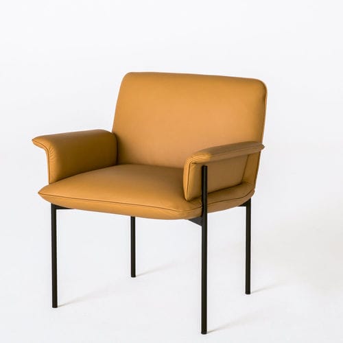 Sedia visitatore contemporanea - KUSH - Nienkamper - da interno / in pelle / in metallo