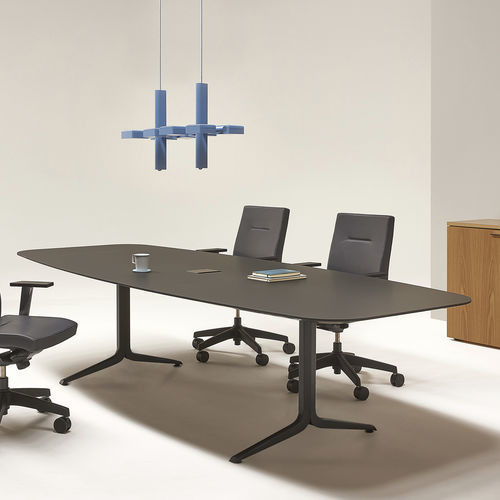 Tavolo da conferenza contemporaneo - GATEWAY™  EDGE  - Nienkamper - in alluminio lucido / con base in alluminio levigato / rettangolare