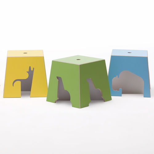 Sgabello contemporaneo - ZOO - Nienkamper - in legno compensato / in laminato / con supporto in legno