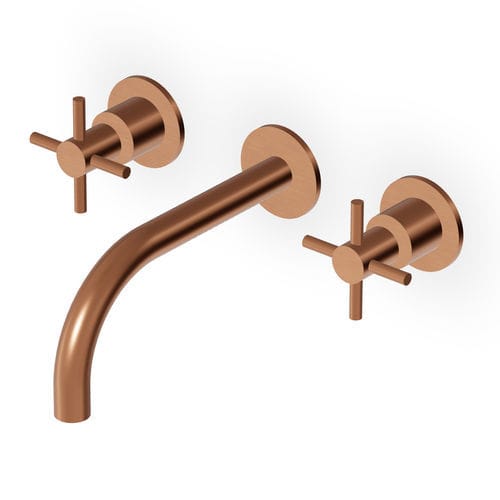 Miscelatore doppio comando per lavabo - ZHM760 series - ZUCCHETTI - da parete / in acciaio inossidabile / da bagno