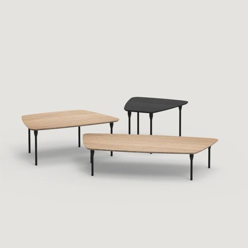 Tavolino basso contemporaneo - INSULA - CAPDELL - in rovere / in melaminico / con supporto in metallo verniciato