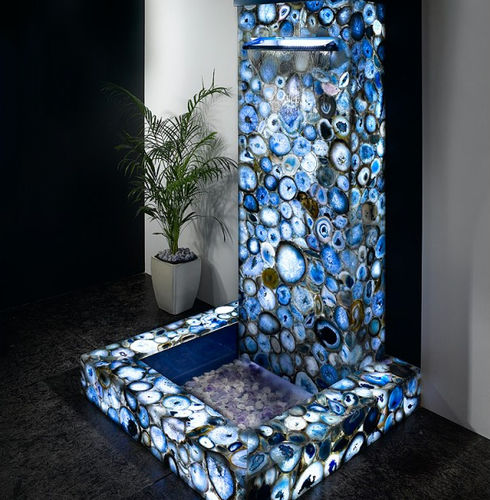 Piastrella in pietra semipreziosa - GEMSTONE BLUE AGATE - ARTISTIC TILE - levigata / da bagno / da parete